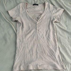 Brandy Melville Light Pink Button-Front Tee